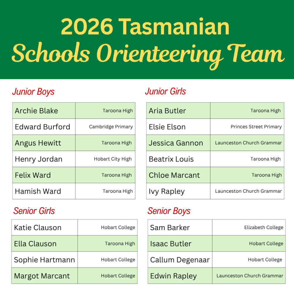 2026 Tasmanian Schools Orienteering Team